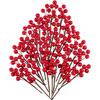 360 Pieces Artificial Holly Berries Christmas Winter Fake Berries Bunch Faux Cranberries Bunch on 60 Stems for Table Centerpiece (Red) view 1