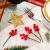 360 Pieces Artificial Holly Berries Christmas Winter Fake Berries Bunch Faux Cranberries Bunch on 60 Stems for Table Centerpiece (Red) view 3