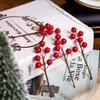 360 Pieces Artificial Holly Berries Christmas Winter Fake Berries Bunch Faux Cranberries Bunch on 60 Stems for Table Centerpiece (Red) view 4
