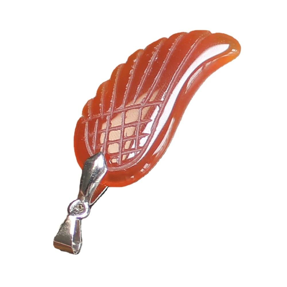 35mm Hand carved mixed gemstom angel wing for necklace pendant bead (red agate)