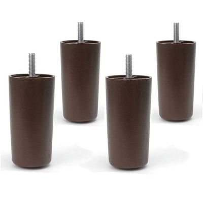 MSPowerstrange 4" Universal Dark Brown Plastic Furniture Legs Sofa/Couch/Chair 5/16",Set of 4
