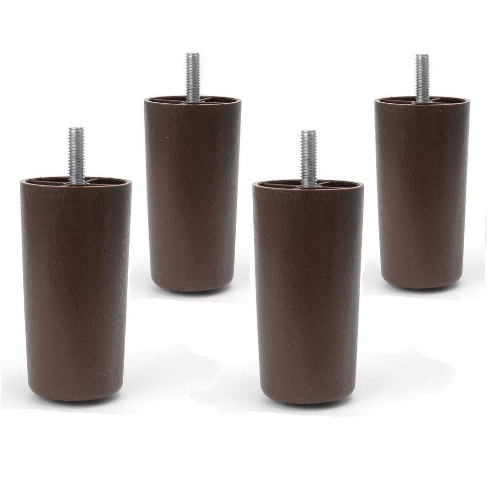 MSPowerstrange 4" Universal Dark Brown Plastic Furniture Legs Sofa/Couch/Chair 5/16",Set of 4