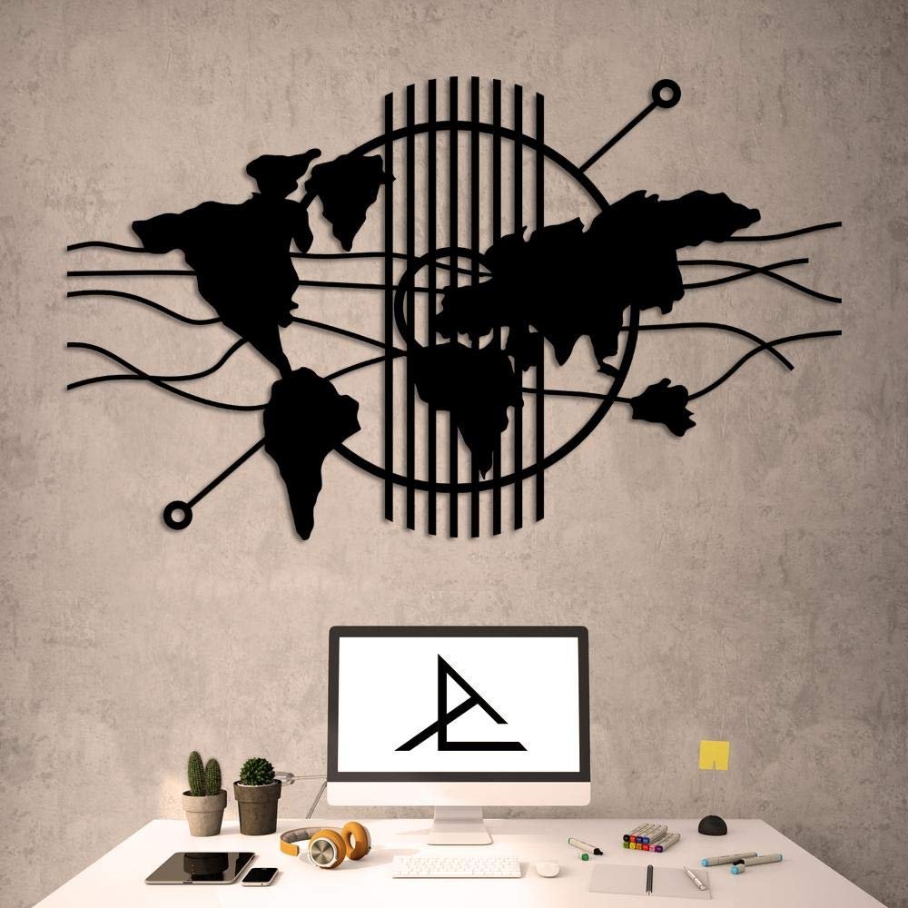 archtwain Decorative World Map - Metal Wall Decor Home Office Decoration, Bedroom Living Room Decor Sculpture (18.11 x 30.71 inch)