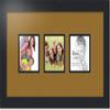 ArtToFrames Collage Photo Frame Double Mat with 3-4x4 Openings with Satin Black Frame and El Dorado mat. view 1