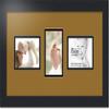 ArtToFrames Collage Photo Frame Double Mat with 3-3.5x5 Openings with Satin Black Frame and El Dorado mat. view 1