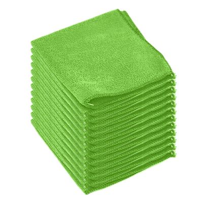 Clara Clark Soft Microfiber Cleaning Cloth Set of 12-12 x 12 inches, Medium, Green