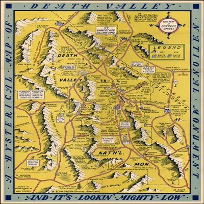 1948 Death Valley National Monument and It's Looking Mighty Low Hysterical Pictorial Map Comic Poster Reprint 6786