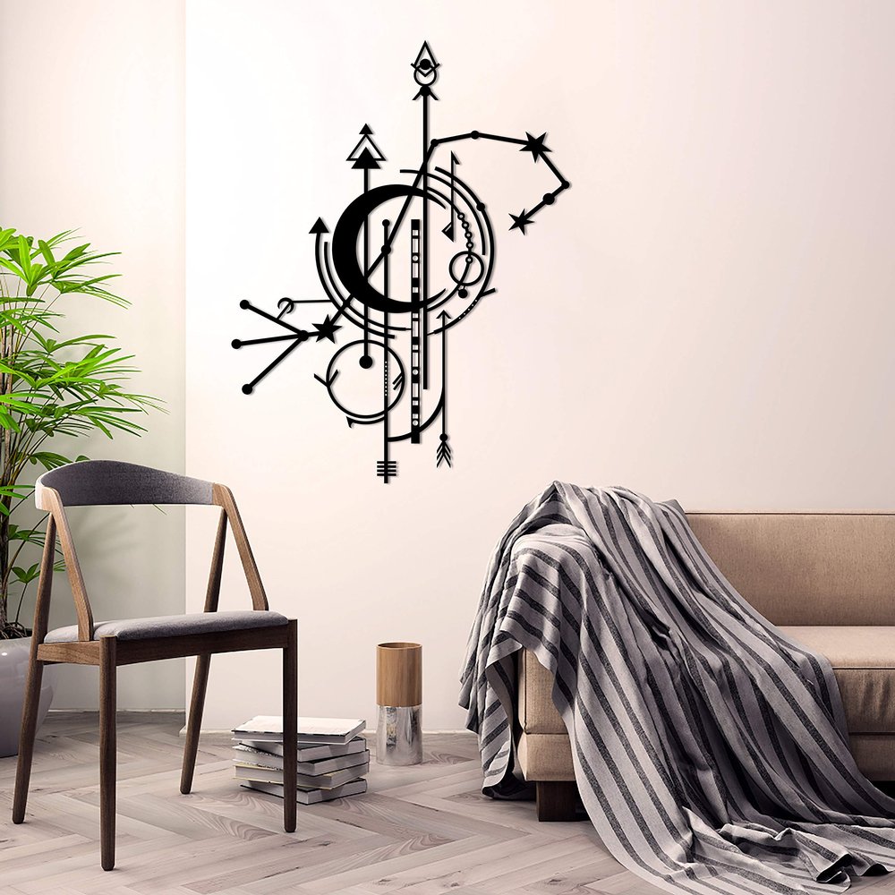 Archtwain Abstract World Decorative Design - Metal Wall Decor Home Office Decoration, Bedroom Living Room Decor, Sculpture (23.62 x 17.75 inch)