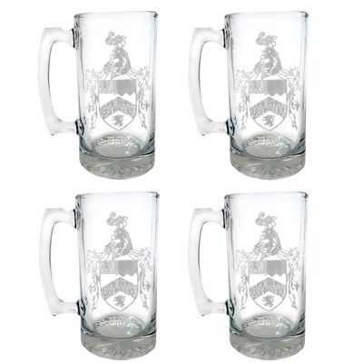 Davis English Family Coat of Arms 27oz Beer Stein Set of 4  Personalized Heraldic Engraving