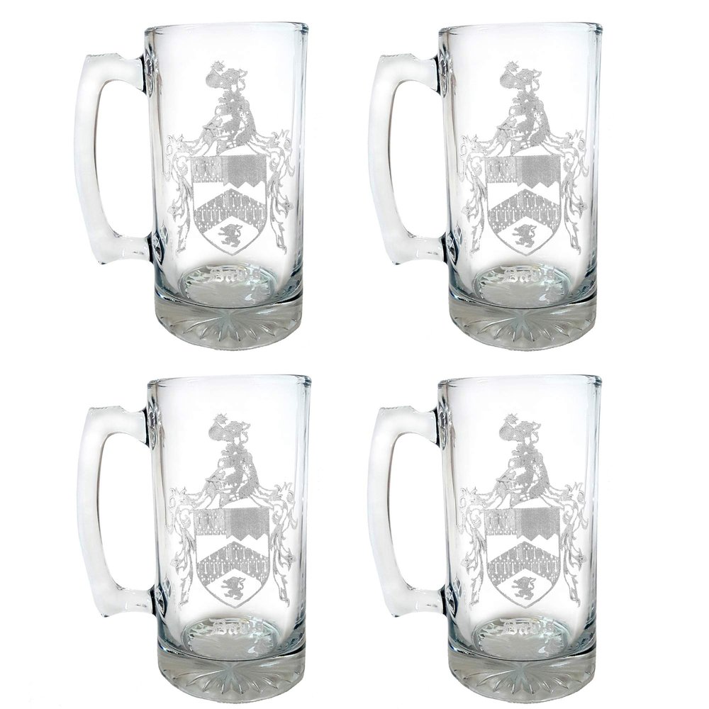 Davis English Family Coat of Arms 27oz Beer Stein Set of 4  Personalized Heraldic Engraving