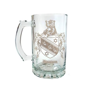 Brown English Family Coat of Arms Stein, 27 oz  Personalized Heraldic Engraving