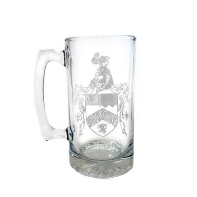 Davis English Family Coat of Arms 27oz Glass Stein  Personalized Heraldic Engraving