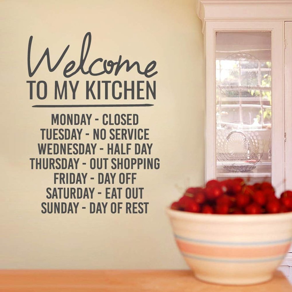 Sweetums Signatures - Wall Decal for Kitchen - Welcome to My Kitchen Sticker | 22 Wide x 30 Tall | Dark Gray | Pick Your Color & Size