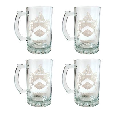 Robinson English Coat of Arms 27oz Beer Stein Set of 4  Engraved Family Crest Glassware, Personalized