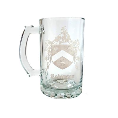 Robinson English Coat of Arms 27oz Beer Stein  Engraved Family Crest with Free Personalization
