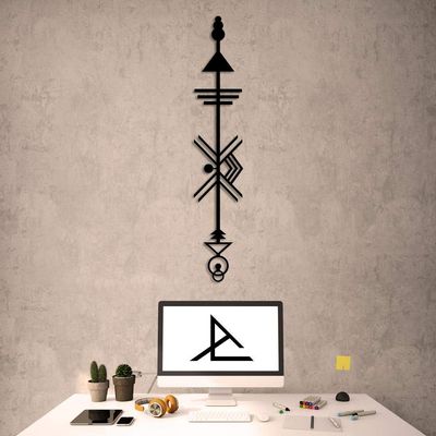 Archtwain Amerindian Decorative Design - Metal Wall Decor Home Office Decoration, Bedroom Living Room Decor, Sculpture (42.5 x 7.87 inch)