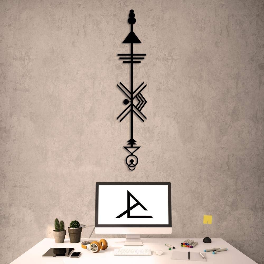 Archtwain Amerindian Decorative Design - Metal Wall Decor Home Office Decoration, Bedroom Living Room Decor, Sculpture (42.5 x 7.87 inch)