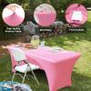 ABCCANOPY 6 ft Spandex Table Cover Open Back Fitted Tablecloth Stretch Washable Tablecover Table Topper for Rectangle Tables Pink view 3