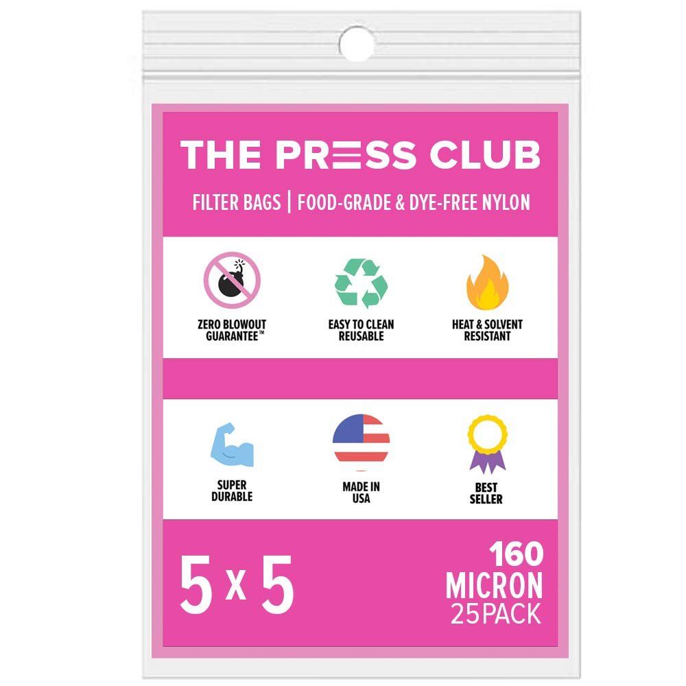 160 Micron | Premium Nylon Tea Filter Bags | 5" x 5" | 25 Pack