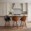 LumiSource Ahoy Counter Stools in Walnut Wood and Faux Leather, Counter Height Chairs, Barstools for Kitchen Island view 2