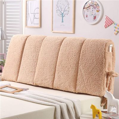 ERHANG Reading Pillows Headboard Cover Protector Bedside Dust-Proof Cover Solid Wood Hard Bed Thicken Anti-Collision All-Inclusive Bed Backrest Cushion,Beige-15060cm