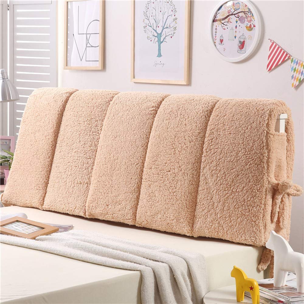 ERHANG Reading Pillows Headboard Cover Protector Bedside Dust-Proof Cover Solid Wood Hard Bed Thicken Anti-Collision All-Inclusive Bed Backrest Cushion,Beige-15060cm