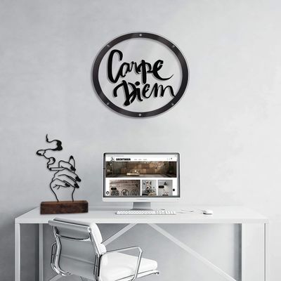Archtwain Carpe Diem- Decorative Design - Metal Wall Decor Home Office Decoration, Bedroom Living Room Decor (Black)