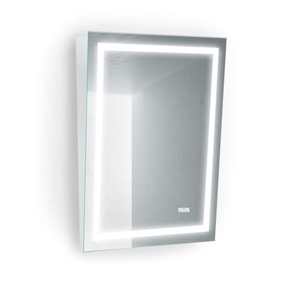 24 Inch X 32 Inch | LED Bathroom Mirror ADA Fixed Tilt | Lighted Vanity Mirror + Digital Clock 4000K