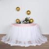 21FT Extra Long 48" Two Layered Tulle & Satin Table Skirt - White | White view 2
