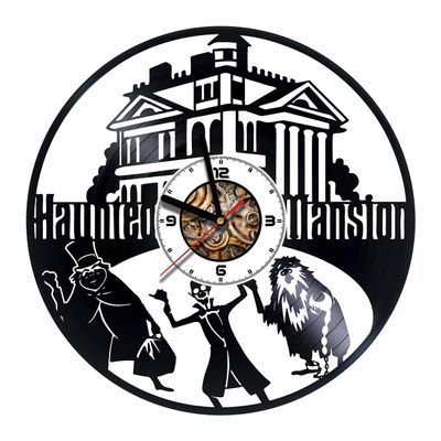 Wall Clock Compatible with Haunted Mansion - Made of Vinyl Record - Decor Original Design - Birthday, Wedding, Anniversary, Women, Men, Friends, Girlfriend Boyfriend and Teens