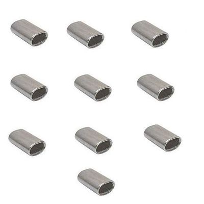 MH GLOBAL 10 Pieces Chamfer 3/16 Inch SS 316 Marine Wire Rope Oval Crimping Sleeves