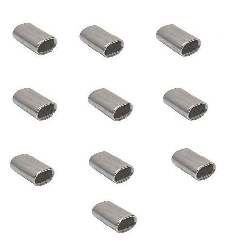 MH GLOBAL 10 Pieces Chamfer 3/16 Inch SS 316 Marine Wire Rope Oval Crimping Sleeves