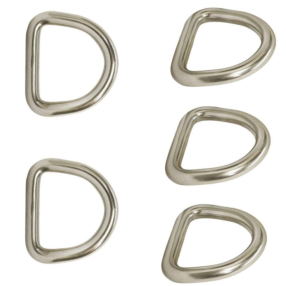Prolinemax 5 Pieces 5/16 Inch 58MM Stainless Steel Marine Boat D-Ring Welded