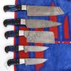 Custom Made Damascus Steel Kitchen Knife 5-Pcs Chef Set FBK-1031 (Black Horn and Blue Wood) view 3