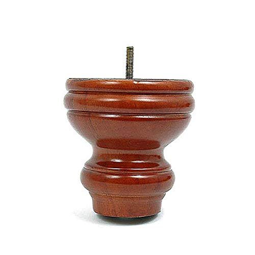 Leg Daddy 4 7/8" Medium Finish Turned Wooden Sofa Leg, Set of 4 (5/16")