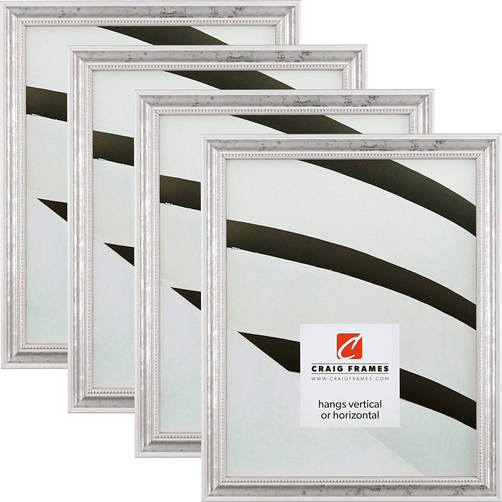 Craig Frames 314WH 12 x 36 Inch Picture Frame, Ornate White and Silver, Set of 4