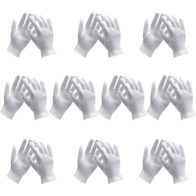 ENPOINT 10 Pairs Archival Photo Gloves, White Work Gloves for Handling Art Working Photography Womens Cloth Gloves Liners Bulk for Handling Jewelry, Film, Photo, Coin Metal Inspection Men & Women