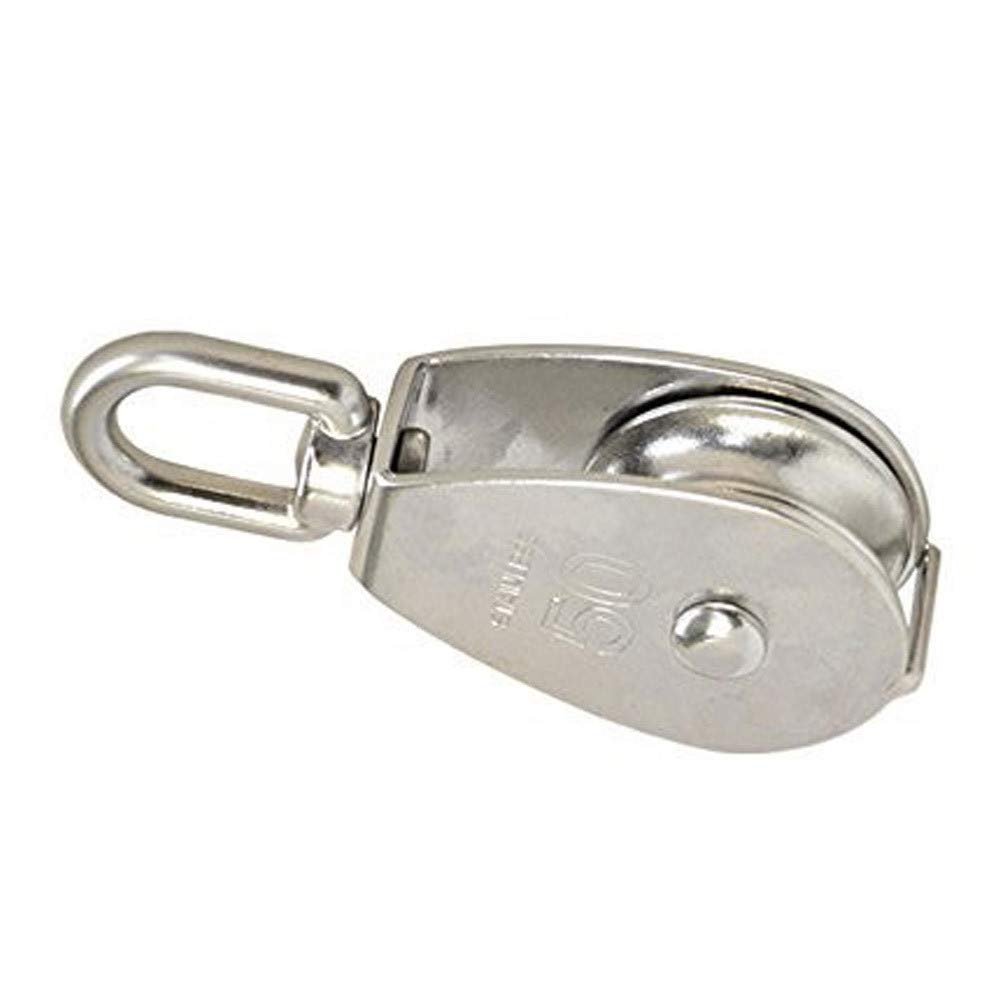 Prolinemax Stainless Steel Marine Boat 50MM Single Pulley Swivel Eye Hoist Lift Capacity 800 Pounds
