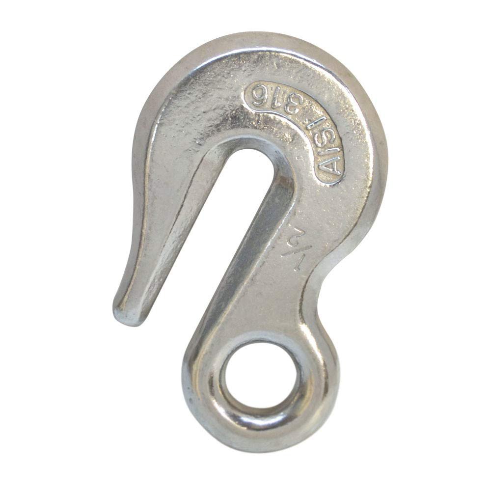MH GLOBAL 1/2 Inch Precision Cast Eye Grab Hook SS316 Marine Boat Chain Anchor WLL 3,600 Pounds