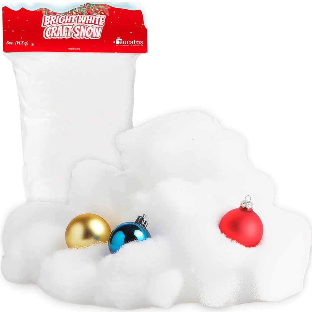Eucatus 1 Pack Fake Snow Fluff Sheet  15 sqft Fluffy Cotton-Like Christmas Snow for Mantle, Tabletop, Winter Village, Tree Base & Nativity Display Decoration