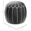Premium Moroccan Leather Pouf - Handmade - Delivered Stuffed - Ottoman, Footstool, Floor Cushion (Dark Brown) view 3