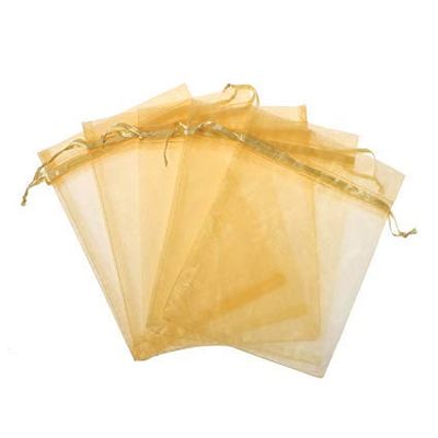 Gold Organza Bags 3" x 4" - Pack of 100 See Through Favor Bags with Pull Strings