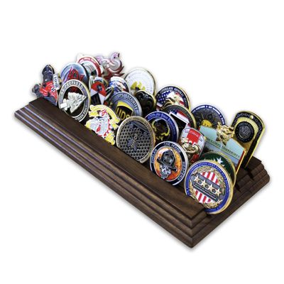 4 Row Challenge Coin Holder - Military Coin Display Stand - Amazing Military Challenge Coin Holder - Holds 19-25 Coins 4 Rows MADE IN THE USA! (SOLID Walnut)