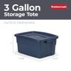 Rubbermaid Roughneck Tote 3 Gal, 6 Pack, Made in USA, Dark Indigo Metallic, Rugged Plastic Stackable Storage Bins with Lids and Handles view 2