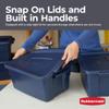 Rubbermaid Roughneck Tote 3 Gal, 6 Pack, Made in USA, Dark Indigo Metallic, Rugged Plastic Stackable Storage Bins with Lids and Handles view 3