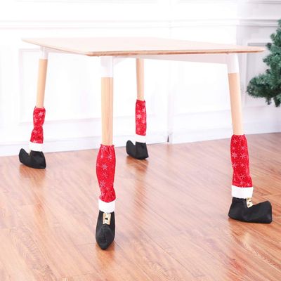 Booluee 4 Pcs Christmas Chair Socks Table Leg Covers Chair Leg Caps Floor Protectors Santa Claus Feet Shoes Furniture Feet Socks for Christmas Holiday Decoration (Style 2)