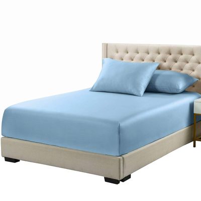 Royal Hotel Bedding Soft Cotton Fitted Sheet, 600 Thread Count, Silky Soft Fitted-Sheet, 100% Cotton Fitted, Split-King : Adjustable King, Blue