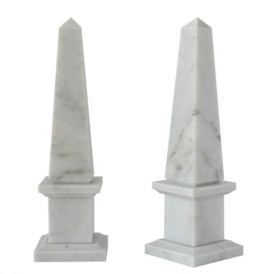 Carrara White Marble Classic Obelisk Sculpture H.30CM