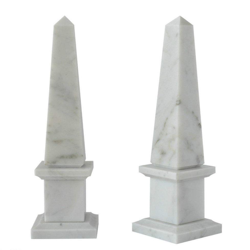 Carrara White Marble Classic Obelisk Sculpture H.30CM