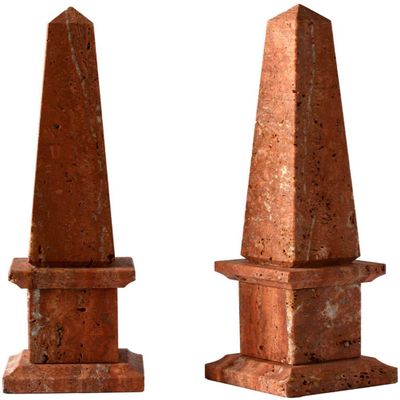 Red Travertine Stone Classic Obelisk Home Design H.30CM